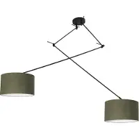 QAZQA Hänglampa svart med skärm 35 cm grön justerbar 2-ljus - Blitz