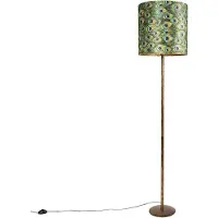 QAZQA Vintage golvlampa guld med påfågelskärm 40 cm - Simplo