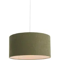 QAZQA Hänglampa vit med grön skärm 50 cm - Combi 1