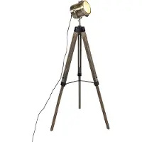 QAZQA Industriell golvlampa med stativ i trä och studiospot - Braha