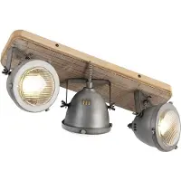 QAZQA Industriell spotlight stål med trä lutbar 3-ljus - Emado