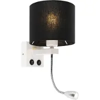 QAZQA Modern vägglampa vit med svart skärm - Brescia
