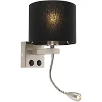 QAZQA Modern vägglampa stål med svart skärm - Brescia