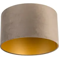 QAZQA Sammetslampskärm taupe 35/35/20 med guldinsida