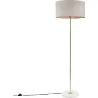 QAZQA Golvlampa mässing med grå skärm 50 cm - Kaso