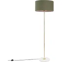 QAZQA Golvlampa mässing med grön skärm 50 cm - Kaso