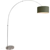 QAZQA Bågelampa stål med mossa grön skärm 50/50/25 - XXL
