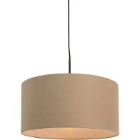 QAZQA Rustik pendellampa svart med beige skärm 50 cm - Combi