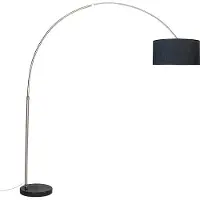 QAZQA Bågelampa i stål med tygskärm svart 50 cm - XXL