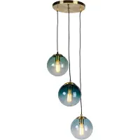 QAZQA Art deco-hänglampa mässing med blått glas - Pallon