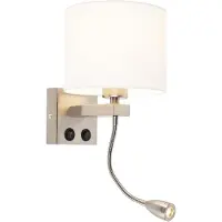 QAZQA Modern vägglampa stål med vit skärm - Brescia