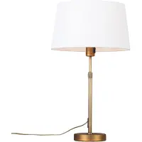 QAZQA Bordslampa i brons med skärm i vitt 35 cm justerbar - Parte