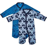 Pippi Baby Pyjamasdräkter M/f - 2-pack - Blå/Ljusblå m. Tryck - - 74 - Pyjamasdräkt