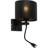 QAZQA Modern vägglampa svart med svart skärm - Brescia