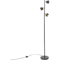 QAZQA Modern golvlampa 3-ljus svart med guldinsida - Buell Deluxe