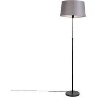QAZQA Golvlampa svart med mörkgrå linneskärm 45 cm - Parte