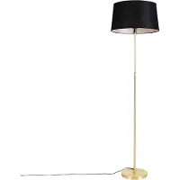 QAZQA Golvlampa guld/mässing med svart linneskärm 45 cm - Parte