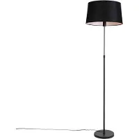 QAZQA Golvlampa svart med svart linneskärm 45 cm justerbar - Parte