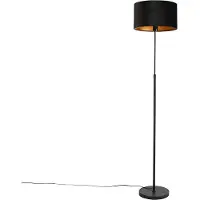 QAZQA Golvlampa svart med sammetskärm svart med guld 35 cm - Parte