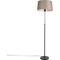 QAZQA Golvlampa svart med beige linnelampa 45 cm justerbar - Parte