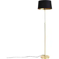 QAZQA Golvlampa guld/mässing med svart skärm 45 cm justerbar - Parte