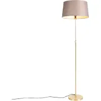 QAZQA Golvlampa guld/mässing med linneskärm taupe 45 cm - Parte