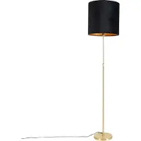 QAZQA Golvlampa guld/mässing med svart sammetskärm 40/40 cm - Parte