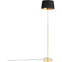 QAZQA Golvlampa guld/mässing med svart skärm 35 cm justerbar - Parte
