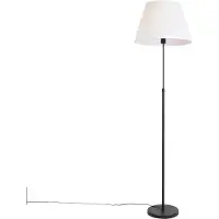 QAZQA Golvlampa svart med plisserad skärm grädde 45 cm justerbar - Parte