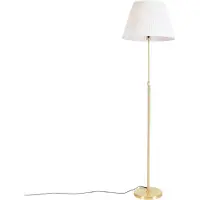 QAZQA Golvlampa guld/mässing med plisserad skärm grädde 45 cm - Parte