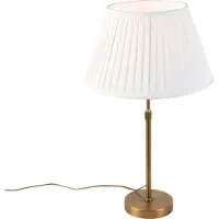 QAZQA Bordslampa i brons med plisserad skärm vit 35 cm - Parte