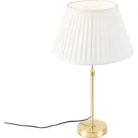 QAZQA Bordslampa guld/mässing med veckad skärm creme 35 cm - Parte