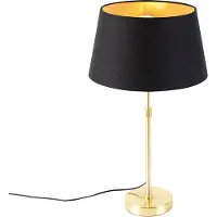 QAZQA Bordslampa guld/mässing med skärm svart med guld 32 cm - Parte