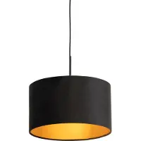 QAZQA Hänglampa med svart sammetskärm med guld 35 cm - Combi