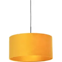 QAZQA Svart pendellampa med gul sammetskärm med guld 50 cm - Combi