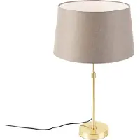QAZQA Bordslampa guld/mässing med linneskärm taupe 35 cm - Parte