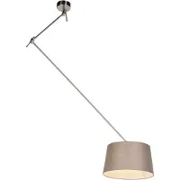 QAZQA Hänglampa i stål med taupe-färgad linneskärm 35 cm - Blitz