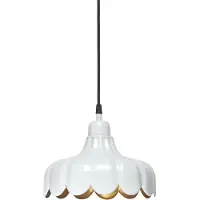 PR Home hängande lampa Wells Small, vit/guld, Ø 24 cm, stickpropp Wells, dimbar, Vitt / opal, Vardagsrum / matsal, Metall, Pendellampa