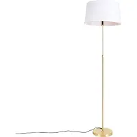 QAZQA Golvlampa guld/mässing med vit linneskärm 45 cm - Parte