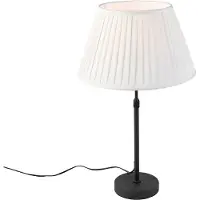 QAZQA Bordslampa svart med plisserad skärm creme 35 cm justerbar - Parte