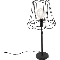 QAZQA Bordslampa svart med mormorsram 30 cm justerbar - Parte