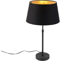 QAZQA Bordslampa svart med skärm svart med guld 35 cm - Parte