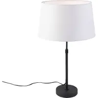 QAZQA Bordslampa svart med vit linneskärm 35 cm justerbar - Parte