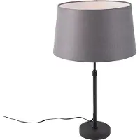 QAZQA Bordslampa svart med linneskärm svart 35 cm justerbar - Parte