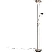 QAZQA Golvlampa i stål med läslampa inkl LED och dimmer - Diva 2