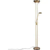 QAZQA Golvlampa i brons med läslampa inkl LED och dimmer - Diva 2