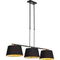 QAZQA Hänglampa med svarta och guld-färgade bomullslampskärmar 32 cm - Combi 3 Deluxe