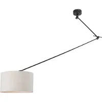 QAZQA Hänglampa svart med skärm 35 cm ljusgrå justerbar - Blitz