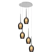 Highlight Glas pendellampa Belle, dimbar, Aluminium / grå / zink, Vardagsrum / matsal, Glas, Modern, Pendellampa