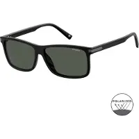 Polaroid Rectangle Mens Black Grey Polarized Solglasögon